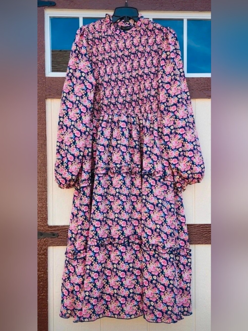 NEW!! Simply Southern Women's Pink Floral Tiered Midi Dress, NWT - Picture 3 of 6
